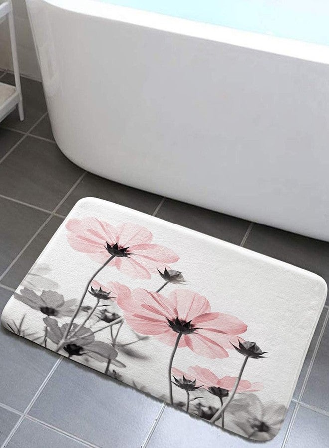 MERCHR Pink Bathroom Rugs Mat, Cute Daisy Flower Elegant Wildflower Design Farmhouse Bath Rugs, Unique Floral Door Mats, 17 X 29 Inches - Image 1